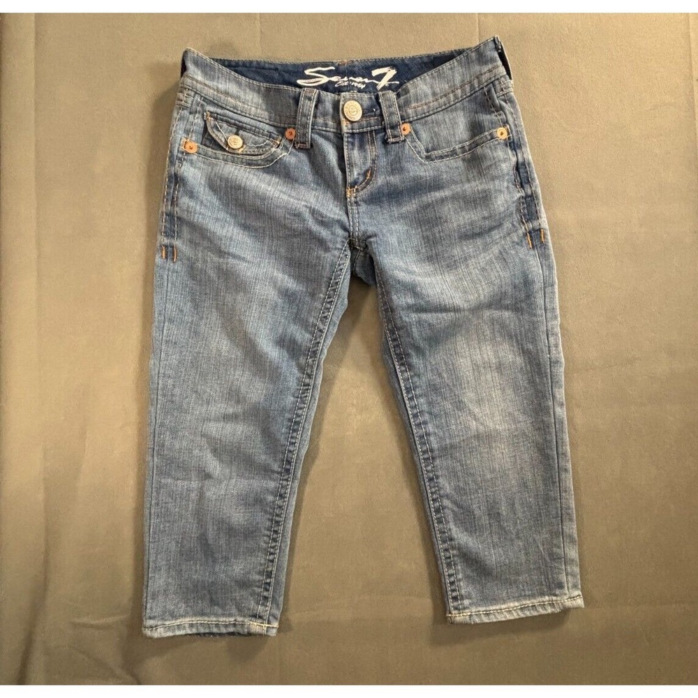 Seven7 Jeans Capri Women's 26 Blue Stretch Medium Wash 5-Pockets Zip Fly Outdoor
